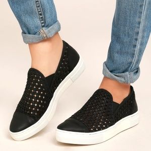 Seychelles Latest Black Leather Slip-On Sneakers